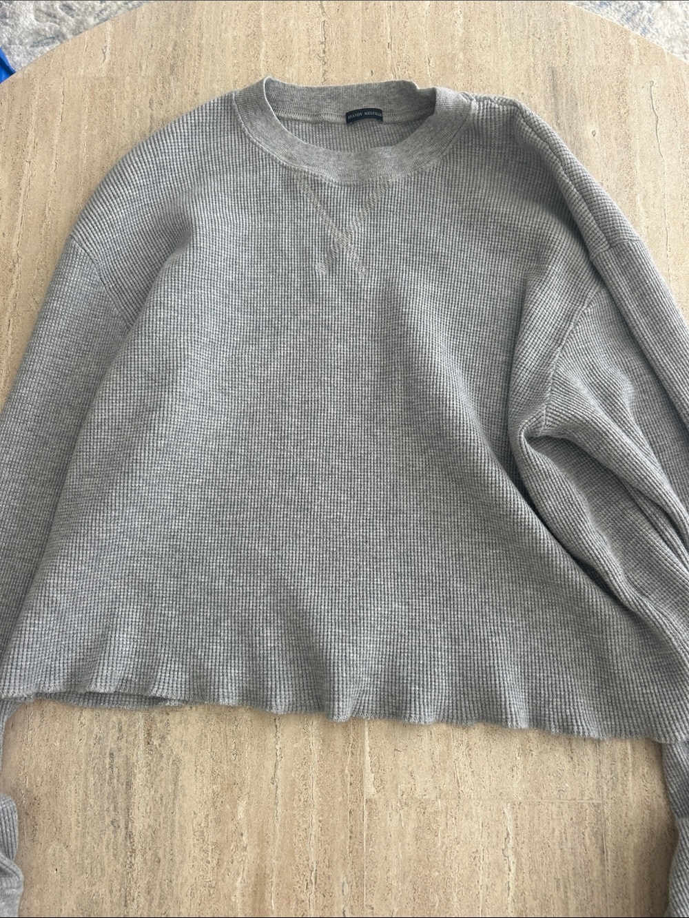 Brandy Melville Light Gray Waffle Crewneck Sweater